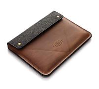 Crazy Horse Craft Custodia in vera pelle italiana per MacBook Pro 14" con M1/M2 - marrone classico - Vintage Wool Felt Case, Cover, Mac Laptop Bag