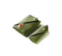 Crazy Horse Craft, Set di portafogli e portachiavi minimalisti, marrone classico, porta carte, piccolo pacchetto portachiavi, custodia per carte, kit portachiavi, Verde alpino., Large - for keys up to