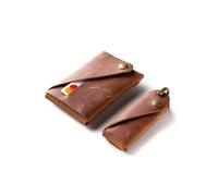 Crazy Horse Craft, Set di portafogli e portachiavi minimalisti, marrone classico, porta carte, piccolo pacchetto portachiavi, custodia per carte, kit portachiavi, Marrone classico, Large - for keys up