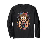Crazy Knitting Lady Knit And Purl Craft Room Humor Maglia a Manica