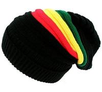 Crazy Lizard Cappello Rasta pour dreadlocks. Chapeaux pour Homme Bob Marley. Chapeau Noir avec Rasta strié. Bonnet Accessori Dreadlock Cappello. Cappelli Rasta giamaicani pour Hommes et Femmes.