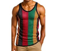 CRAZY LIZARD Gilet da uomo in cotone senza maniche a rete multicolore, taglia M