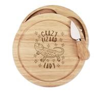 Crazy Lizard Lady Set Coltelli Da Tagliere Formaggi In Legno Animali Pet