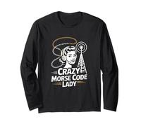 Crazy Morse e Code Lady Radio Operator Divertimento Maglia a Manica
