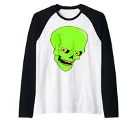 Crazy Neon Evil Skull Spaventoso Maglia con Maniche Raglan