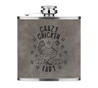Crazy Pollo Lady Stars 170ml pelle Sintetica Hip Flask Grigio Divertente