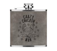 Crazy Pollo Man Stars 170ml pelle Sintetica Hip Flask Grigio Divertente