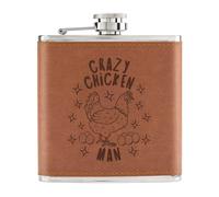 Crazy Pollo Man Stars 170ml pelle Sintetica Hip Flask Marroncino - Funny Animale