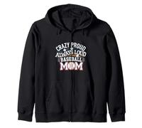 Crazy Proud Always Loud Baseball Mom Di supporto -------- Felpa con Cappuccio
