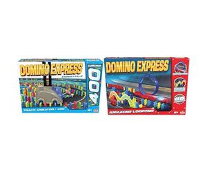 Crazy Race - Set di 2 giochi: Domino Express Track Creator + Amazing Looping - Gioco di costruzioni - Corse di domino - Diventa il re della cascata - Per giocare da solo, con la famiglia o gli amici -
