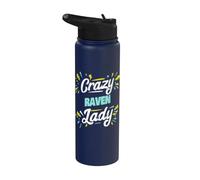 Crazy Raven Lady - Corvo divertente Stainless Steel Insulated Water Bottle