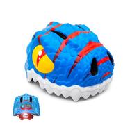 Crazy Safety Casco per Bici per Bambini | Casco per Bambini 6-12 Anni, Ideale per Bicicletta, Skateboard, Monopattino, Pattini a Rotelle | Caschetto da Bici 3D Regolabile 54-59 cm (Dino Blu)