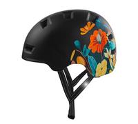 Crazy Safety Rampage Fiore Nero | Casco per bici, skateboard, pattini e BMX | Casco da bici per uomini, donne e bambini | M (54-57cm) | Casco regolabile per skater e ciclisti