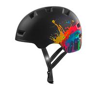 Crazy Safety Rampage Splash Nero | Casco per bici, skateboard, pattini e BMX | Casco da bici per uomini, donne e bambini | L (57-61cm) | Casco regolabile per skater e ciclisti