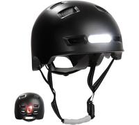 Crazy Safety Vertigo Casco da Città Nero per Bici Con Luce USB Anteriore e Posteriore | per Skateboard, Pattini, BMX, Monopattino | Uomo e Donna | M 54-57 cm