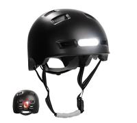 Crazy Safety Vertigo Casco da Città Nero per Bici Con Luce USB Anteriore e Posteriore | per Skateboard, Pattini, BMX, Monopattino | Uomo e Donna | M 54-57 cm