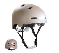Crazy Safety Vertigo Casco da Città Sabbia Opaco per Bici con Luce USB Anteriore e Posteriore | Casco da Bici, Skateboard, Pattini, BMX | Casco da Monopattino per Uomo e Donna | M 54-57 cm