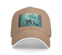 Crazy Save - Cappello classico regolabile con stampa lamantino, alla moda, unisex, Naturale, Taglia unica