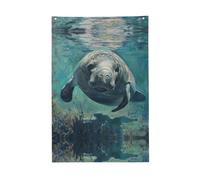 Crazy Save Manatee Vivid Color Flag 0,6 x 0,9 m per esterni bandiere striscioni con occhielli poliestere premium