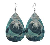 Crazy Save - Orecchini pendenti con stampa a lamantino su entrambi i lati, accessori per tutte le occasioni