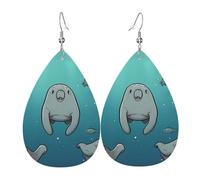 Crazy Save - Orecchini pendenti in pelle a forma di lamantino, leggeri, gioielli alla moda, idea regalo per donne e donne