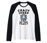 Crazy Sheep of The Family Pecora Divertente Contadino Maglia con Maniche Raglan
