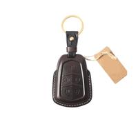 Crazy Smith - Custodia per chiave auto intelligente realizzata a mano, compatibile con Cadillac ATS/CT6/XT54, in pelle conciata al vegetale, artigianato di alta qualità e regalo, rosso-marrone(Style 1