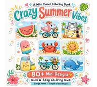 Crazy Summer Vibes: A Cute Summer Mini Panel Coloring Book for Adults Featuring 80+ Bold & Easy Designs