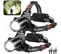 crazybrace Lampada frontale ricaricabile ad alta luminosità, 990000 lumen, super luminosa, con 3 modalità e regolabile a 90°, lunga durata 30H, potenti fari impermeabili per adulti da campeggio