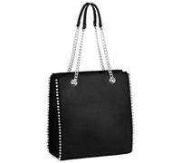 CRAZYCHIC - Borsa a Mano Borchie Rivetti Donna - Borsa Spalla Catena - Shopper Tote Bag Stud PU Pelle Rettangolare - Grande Borsetta Media Capacità Manico Lungo - Elegante Moda Tendenza - Nero