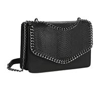 CRAZYCHIC - Borsa Tracolla Spalla Catena Donna - Borsetta PU Pelle Serpente - Patta Trapuntata Stampa Pitone - Pochette Clutch Messenger Crossbody Envelope Bag - Moda Tendenza - Nero