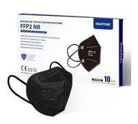 CRAZYCHIC - x10 Mascherine FFP2 Nere Certificate CE EN149 - Maschera di Protezione Antiparticolato - Mascherina 5 Strati Alta Filtrazione BFE>99% - Ipoallergeniche - Confezionate Singolarmente