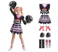 Crazycos Costume da cheerleader di Halloween, Girls Scary Cheerlead Costume di Cheerleader Zombi per Hallowee (120)