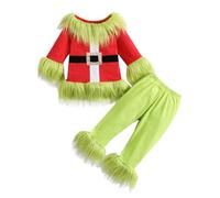 Crazycos Costume da Grinch per bambini Costume da Babbo Natale Bambino Natale Mostro Verde Costume Ideale per Feste, Giochi di Ruolo e Cosplay a Natale