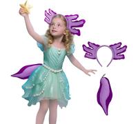 Crazycos Salamanders Headband Tail Cosplay Axolotl Headband Tail Set Kid Adult Halloween Christmas Birthday Party Decor-Purple