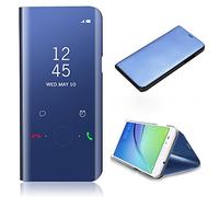 CrazyLemon per Samsung Galaxy J8 2018 Smart Case Mirror WAKE UP SLEEP Visiera trasparente - Blu