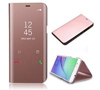 CrazyLemon per Samsung Galaxy J8 2018 Smart Case Mirror WAKE UP SLEEP Visiera trasparente - Oro rosa