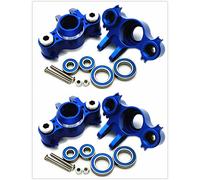 CrazyRacer for 1/10 RC Car E-REVO REVO 3.3 Summit Front And Rear Aluminum Steering Block Knuckle Arm with Rubber Shielded Bearings -4PCS Set Blue