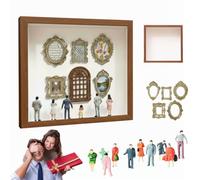 Crazyview DIY Mini Museum Silhouette Box, Mini Museum Figures with Figurines & Gold Frames, Personalized Shadow Box Frame Display Case, Celebrate Your Unique Memories in Style