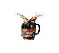 Crazyview Fire Rescue Mug - for The Bravest of Us, 3D Fire Truck Coffee Mug, Double Wall Stainless Steel Insulated Tumbler Handmade Fires Truck Mugs, Unique for Firemen, Coffee Lovers (Red)