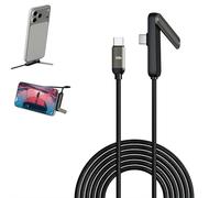 Crazyview USB C to USB C Cable, Fast Charging Cable 5 FT, 2 in 1 Invisible Holder Charger Cables, Foldable Durable USBC Charging Cord for Phones Laptops (Black CtoC 240W)