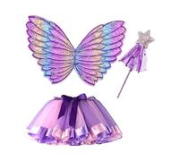 CRDARAAV Adorabile ed elegante set di costumi da fata per bambini per ogni occasione, non facile da invecchiare e sbiadire ragazze gonne ali d'angelo costume viola