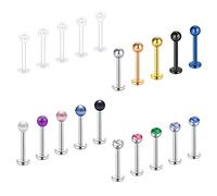 Crdifu 20pz Labbro Stud Labret Bar 16G 6/8/10mm In Acciaio Inox Plastica Medusa Tragus Helix Piercing Stud