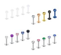 Crdifu 20pz Labbro Stud Labret Bar 16G 6/8/10mm In Acciaio Inox Plastica Medusa Tragus Helix Piercing Stud