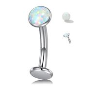 Crdifu Barra per ombelico 14G 10 mm G23 in titanio con filettatura interna, piercing per ombelico ipoallergenico per donne uomini, piercing per ombelico opale gioielli argento oro colorato, 10 mm
