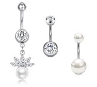 Crdifu Piercing per ombelico, 10 mm, in acciaio inox, a forma di cuore, farfalla, fiore