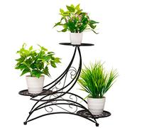 Cre Cra scaffale Porta Piante Bianco,Supporto per Piante in Metallo,Porta Fiori,portafiori Balcone,Porta Fiori in Ferro battuto da Esterno,Supporto per Fiori,fioriera,scaffal Porta piant Nero