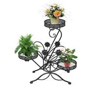 Cre Cra Supporto per Piante in Metallo,3 Livelli Supporto per Vaso,Scaffale per fiori,scaffale portavasi,stand per piante in ferro,supporto piante,Porta Piante per Interni,Esterni,Balcone,giardino
