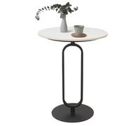 Cre Cra Tavolino Laterale in marmo,Tavolino da caffè in Metallo,Tavolo Rotondo Piccolo per Salotto Camera,Tavolino da salotto,Tavolino Basso da Caffè,tavolino laterale da divano Nero,45×45×57cm