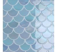 CRE8TIVE 16 Pezzi Piastrelle Adesive Cucina Blu Impermeabile Piastrelle Adesive Muro Viola Blu Forma di Ventaglio Mattonelle Adesive Bagno Mosaico Adesivo Paraschizzi Cucina Camino 30.5cm x 30.5cm